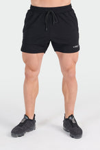 Front View of Black Reps Mesh 5 Inch Fitted Shorts