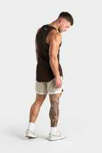 Back View of Dark Chocolate Icon Ribbed Relaxed Fit Tank