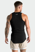 Back View of Black Icon Ribbed Relaxed Fit Tank