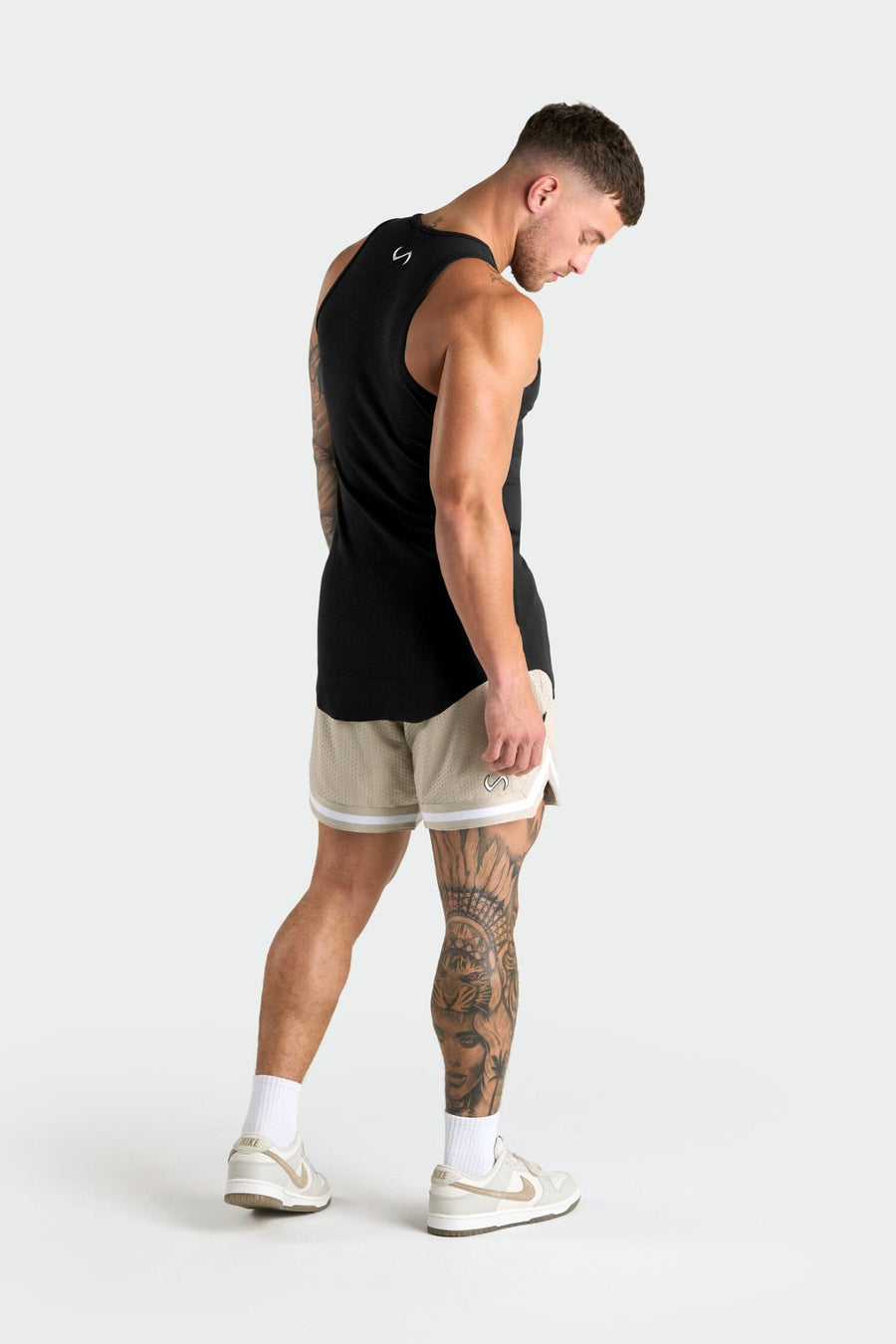 Back View of Black Icon Ribbed Relaxed Fit Tank