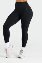 Front View of Black Tempo High Waisted Workout Leggings