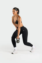 Front View of Black Tempo High Waisted Workout Leggings