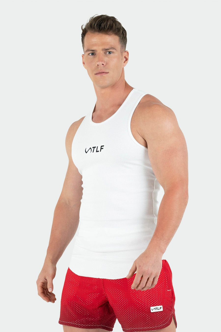 TLF Classic Logo Ribbed Fitted Tank White 1