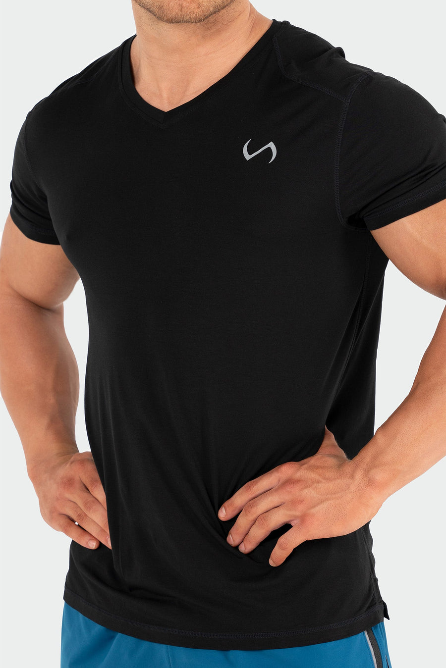 TLF Focus Performance Bamboo V-Neck - Men short sleeves- Black - 4